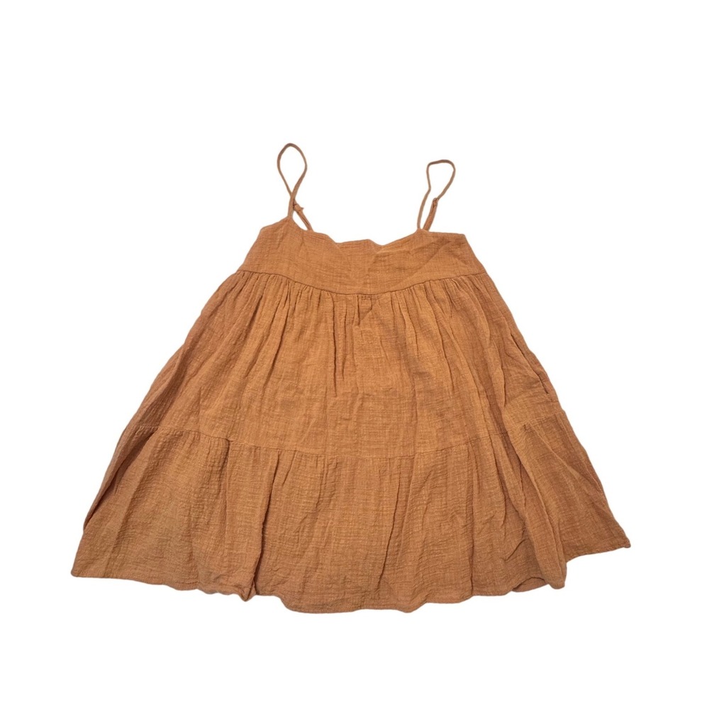 Olivaceous Gypsy and Gold Rust Cotton Gauze Pockets Mini Dress Boho Small